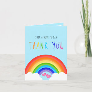 Niedlicher Regenbogen mit Wolken und Herz farbenfr Dankeskarte