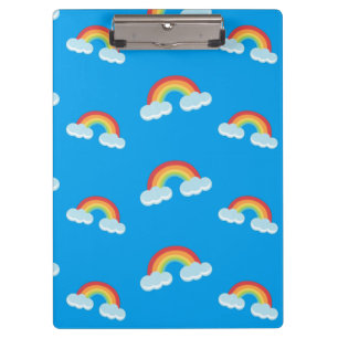 Niedlicher Regenbogen mit Wolkenmuster Klemmbrett