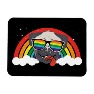 Niedlicher Regenbogen-Mops Magnet