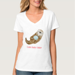 Niedlicher Regenbogen Otter Scallops Geburtstagspa T-Shirt