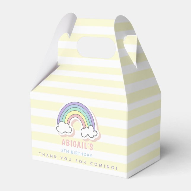 Niedlicher Regenbogen - Pastellgelber Streifen Kin Geschenkschachtel (Vorderseite)