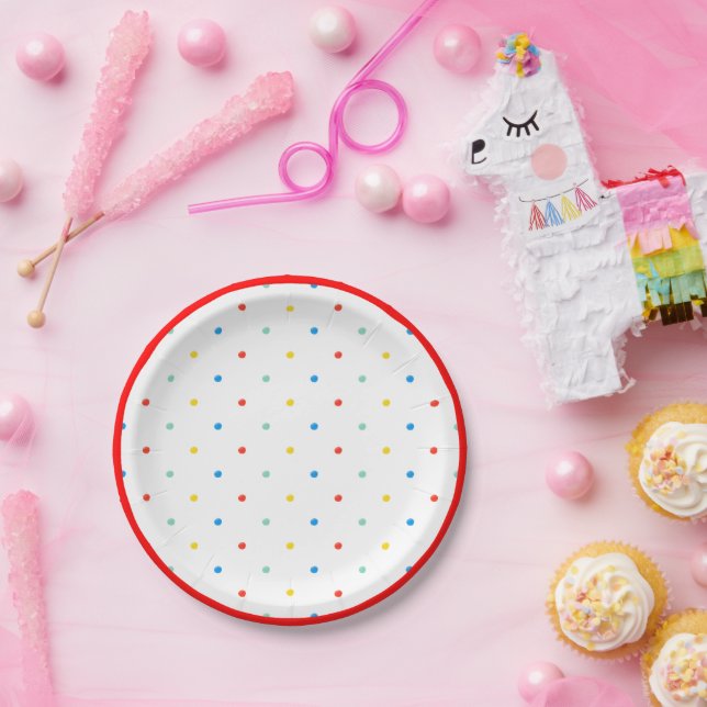 Niedlicher Regenbogen Polka Dot Birthday Pappteller (Party)