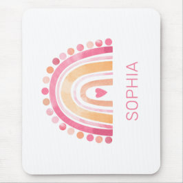 Niedlicher Regenbogen, rosa bohfarbene Wasserfarbe Mousepad