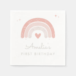 Niedlicher Regenbogen Rosa Girl Geburtstag Serviette