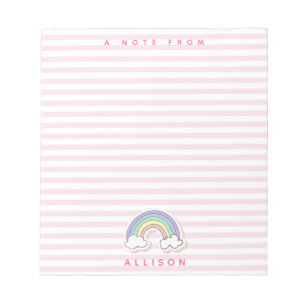 Niedlicher Regenbogen - Rosa Streifen Notizblock