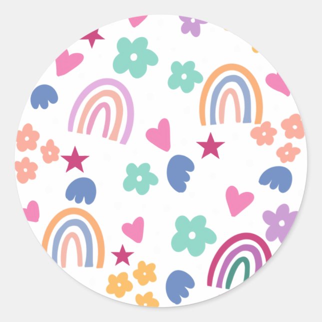 Niedlicher Regenbogen Runder Aufkleber (Vorderseite)