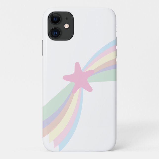Niedlicher Regenbogen Shooting Star White Case-Mate iPhone Hülle (Rückseite)