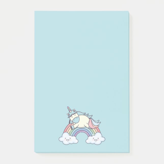 Niedlicher Regenbogen und Einhorn Post-it Klebezettel (Vorderseite)
