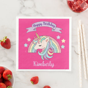 Niedlicher Regenbogen und Funkelnd Einhorn Heissro Serviette