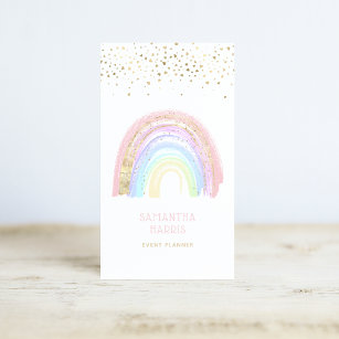 Niedlicher Regenbogen und Goldherz Confetti Visitenkarte