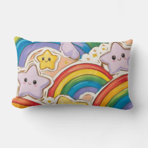 Niedlicher Regenbogen und Sterne Lendenkissen