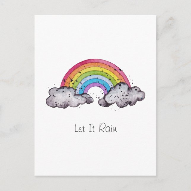 Niedlicher Regenbogen und Wolken Feiertagspostkarte (Vorderseite)