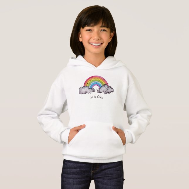 Niedlicher Regenbogen und Wolken Hoodie (Vorne ganz)