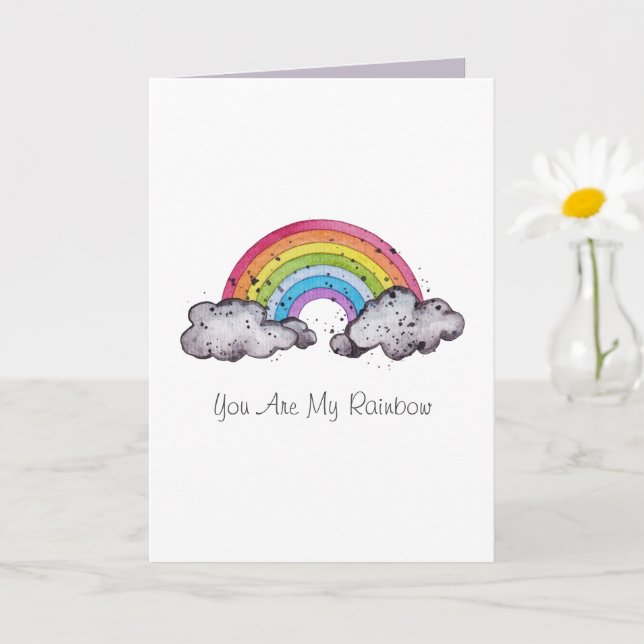 Niedlicher Regenbogen und Wolken Karte (Kleine Pflanze)