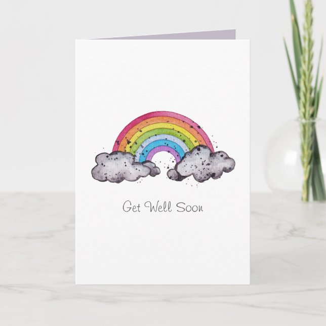 Niedlicher Regenbogen und Wolken Karte (Vorderseite)