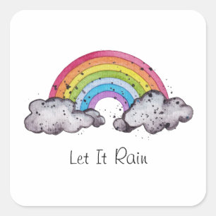 Niedlicher Regenbogen und Wolken Quadratischer Aufkleber