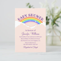 niedlicher Regenbogen und Wolken, rosa Babydusche