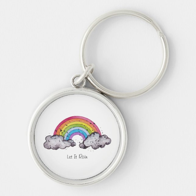 Niedlicher Regenbogen und Wolken Schlüsselanhänger (Vorne)