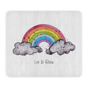 Niedlicher Regenbogen und Wolken Schneidebrett