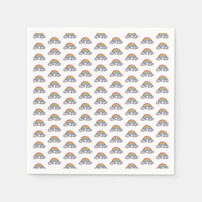 Niedlicher Regenbogen und Wolken Serviette (Vorderseite)