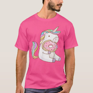 Niedlicher Regenbogen Unicorn essen Donut Geschenk T-Shirt