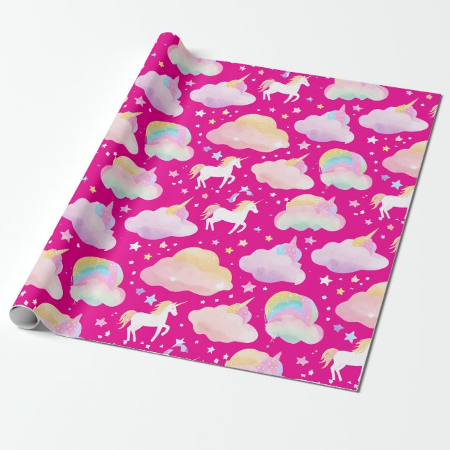 Niedlicher Regenbogen verleiht magische Geburtstag Geschenkpapier (Ungerollt)