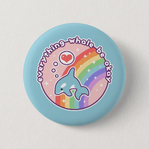 Niedlicher Regenbogen-Wal Button