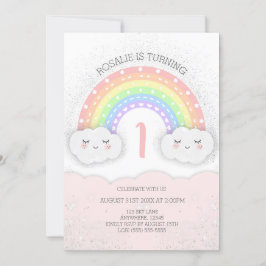 Niedlicher Regenbogen & Wolken Einladung zum Gebur