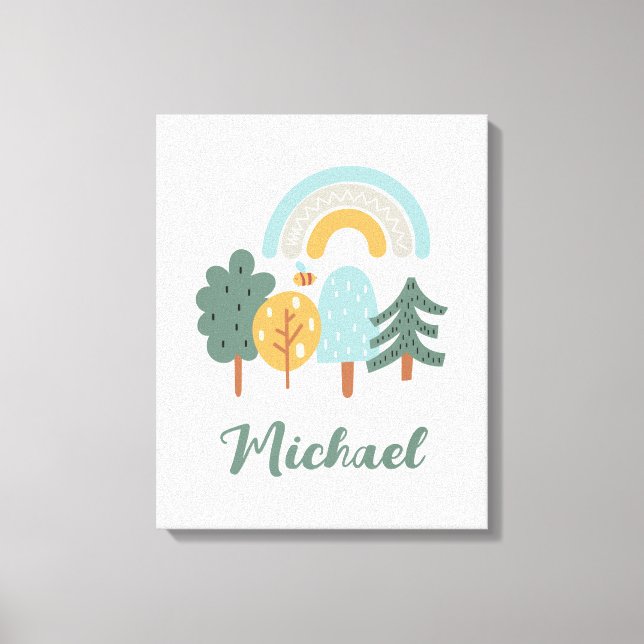 Niedlicher Regenbogen-Zauberwald Leinwanddruck (Vorderseite)