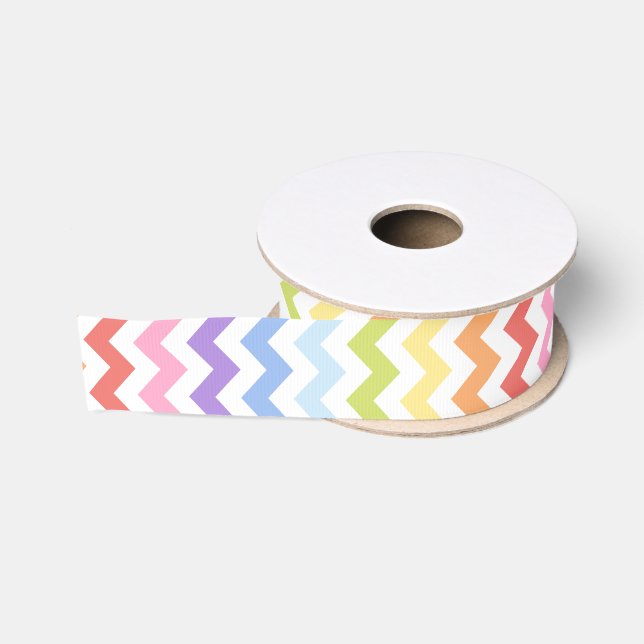 Niedlicher Regenbogen-Zickzack Druck Ripsband (Spule)