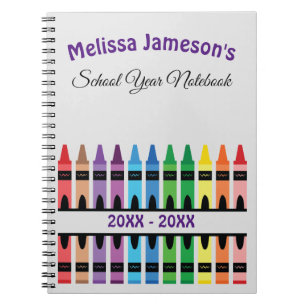 Niedlicher Regenbogen zurück in die Schule Crayon Notizblock