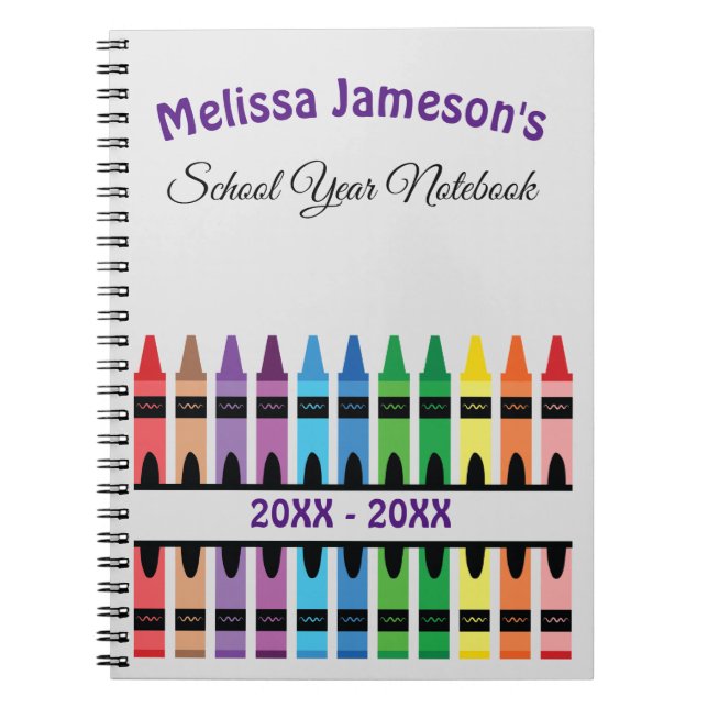Niedlicher Regenbogen zurück in die Schule Crayon Notizblock (Vorderseite)