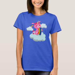 Niedlicher Regenbogenfresser Cartoon Einhorn Fraue T-Shirt