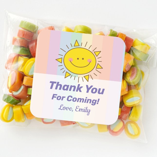 Niedlicher Regenbogensonnenschein Danke, dass ihr  Quadratischer Aufkleber (Von Creator hochgeladen)