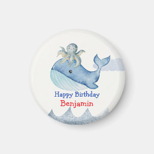 Niedlicher Regenbogentopf Whale Fische Geburtstags Magnet