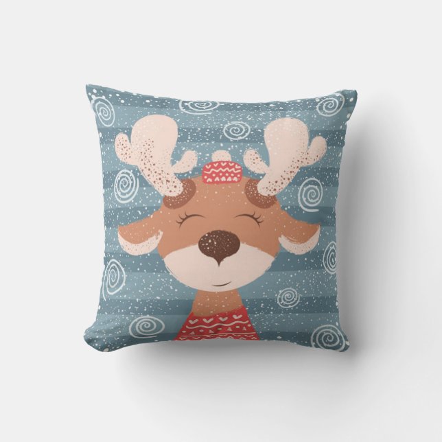 Niedlicher Reindeer Kissen (Vorderseite)