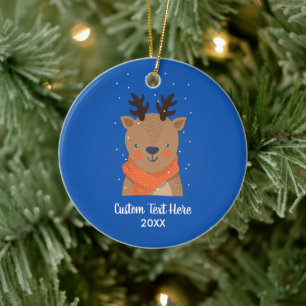 Niedlicher Reindeer Weihnachtsbaum - Benutzerdefin Keramik Ornament