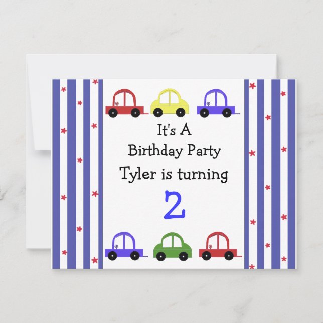 Niedlicher Rennwagen Einladung zum Geburtstag (Vorderseite)