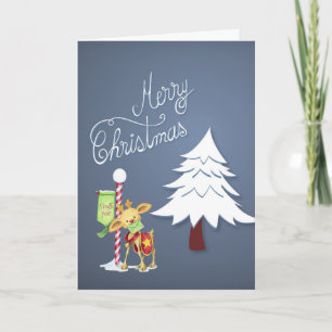 Niedlicher Rentier am Nordpol Frohe Weihnachten