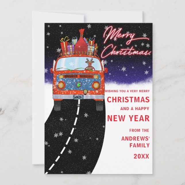 Niedlicher Rentier Autofahrer Cartoon Weihnachten (Vorderseite)