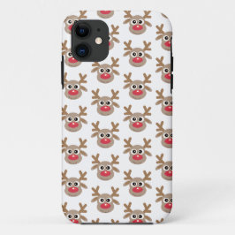 Niedlicher Rentier Cartoon Muster Weihnachten Weiß Case-Mate iPhone Hülle
