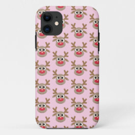 Niedlicher Rentier Cartoon Muster Weihnachtsrosa Case-Mate iPhone Hülle