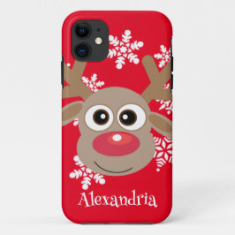 Niedlicher Rentier Cartoon Weihnachtslustig Rot We Case-Mate iPhone Hülle