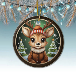 Niedlicher Rentier, Hirsch, Antler, Dos, Weihnacht Keramik Ornament