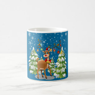Niedlicher Rentier im Schnee Kaffeetasse