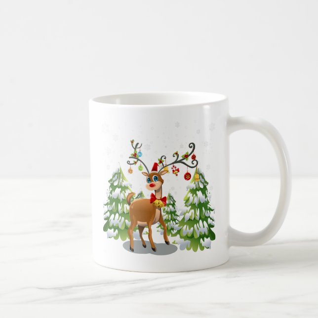 Niedlicher Rentier im Schnee Kaffeetasse (Rechts)