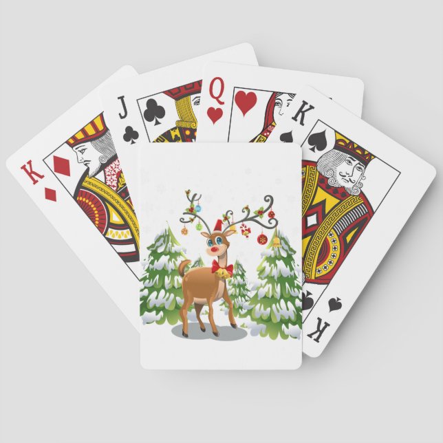 Niedlicher Rentier im Schnee Spielkarten (Rückseite)