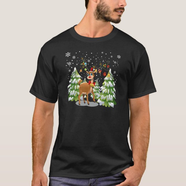 Niedlicher Rentier im Schnee T-Shirt (Vorderseite)