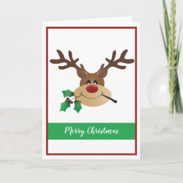 Niedlicher Rentier mit Mistletoe frohe Weihnachten Karte