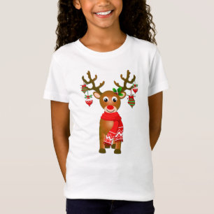 Niedlicher Rentier mit Weihnachtsschmuck T-Shirt